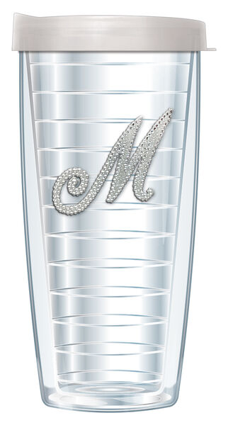 28oz Sport Tumbler - Bling Letter M w/ Gray Lid ST-000B-M