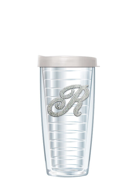 28oz Mega Tumbler - Bling Letter R w/ Clear Lid H2-000B-R