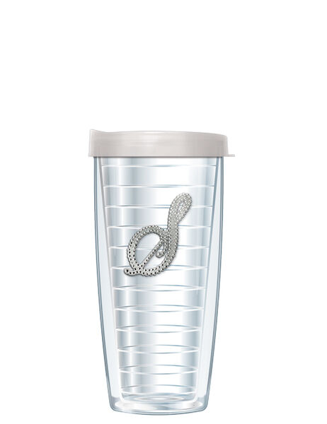 16oz Tumbler - Bling Letter S w/ Clear Lid 02-000B-S