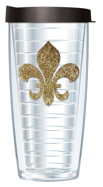 24oz Flareside Tumbler - Gold Fleur de Lis Bling w/ Black Lid 24F-000FL3