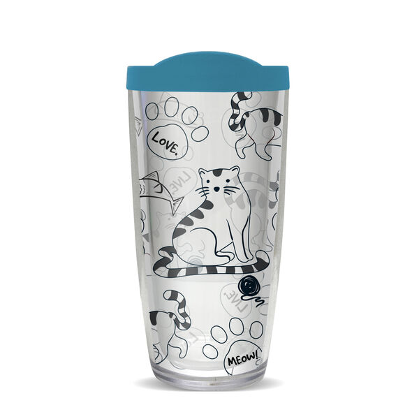 16oz Short Tumbler - Live Love Meow without lid 01-10088