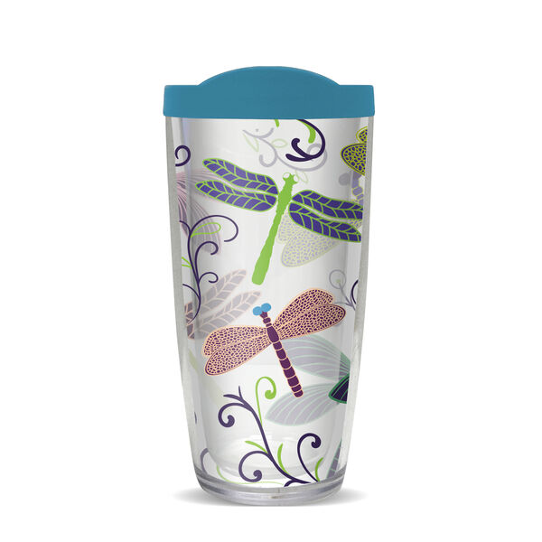 28oz Mega Tumbler - Dragonflies w/ Turquoise Lid H2-10119