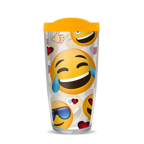 28oz Mega Tumbler - Emoji Faces w/ Yellow Lid H2-10123