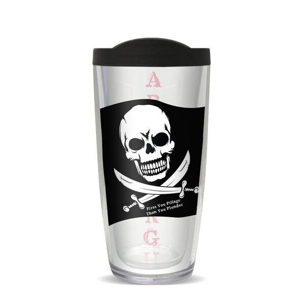 18oz Handle Mug - Pirate Flag w/ Black Lid 06-10133