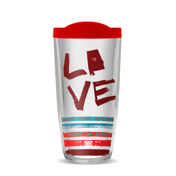 16oz Short Tumbler - Love - Alabama without lid 01-10154