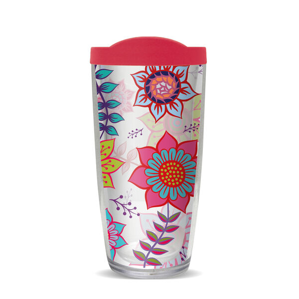 16oz Short Tumbler - Colorful Spring Floral without lid 01-10167