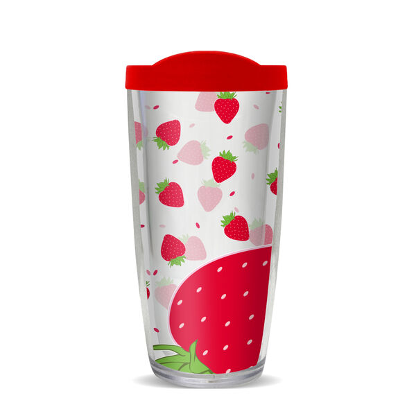 22oz Tumbler - Strawberry Burst w/ Red Lid 08-10173