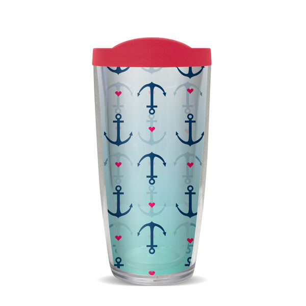 24oz Flareside Tumbler - Anchors and Hearts w/ Black Lid 24F-10184