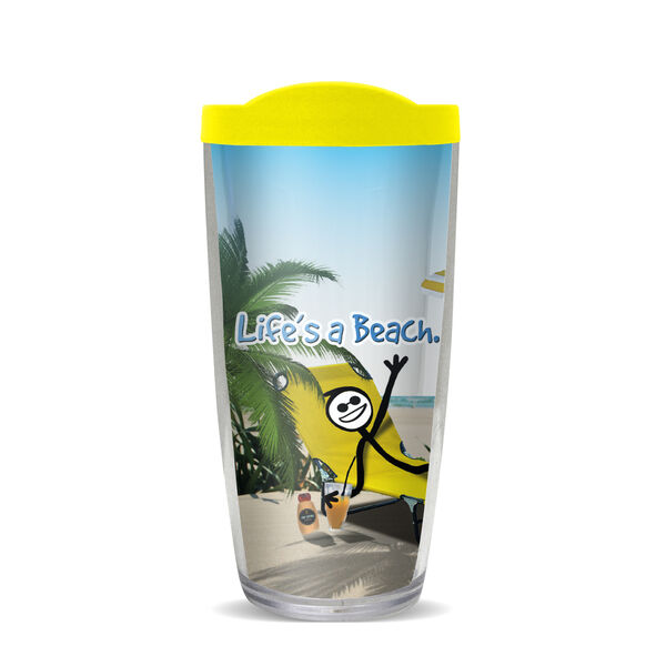 22oz Tumbler - Life's a Beach w/ Yellow Lid 08-10187