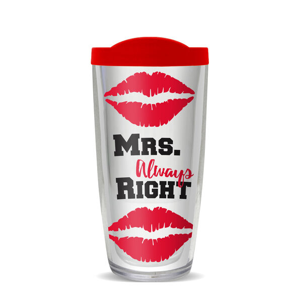 22oz Tumbler - Mrs. Always Right Lips w/ Red Lid 08-10194