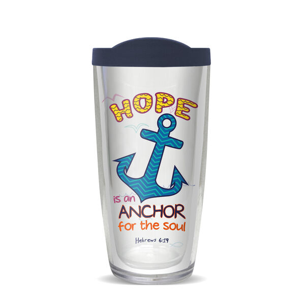 16oz Tumbler - Hope Is an Anchor w/ Navy Lid 02-10198