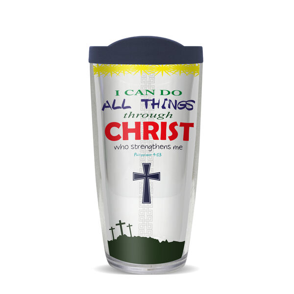 28oz Sport Tumbler - All Things Through Christ w/ Gray Lid ST-10199