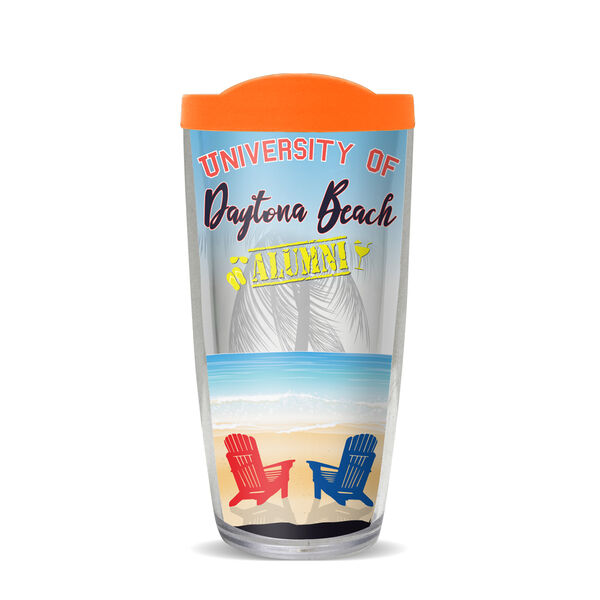 16oz Tumbler - University of Daytona Beach w/ Orange Lid 02-10224