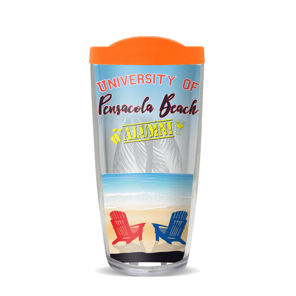 28oz Mega Tumbler - University of Pensacola Beach w/ Orange Lid H2-10233