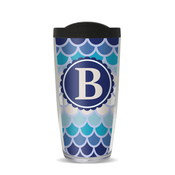 16oz Tumbler - Coastal Scallop Pattern B w/ Navy Lid 02-10239