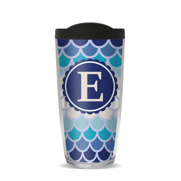 16oz Tumbler - Coastal Scallop Pattern E w/ Navy Lid 02-10242