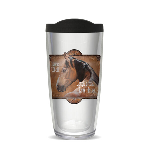 24oz Flareside Tumbler - MG Live Laugh Love Horses w/ Black Lid 24F-10396