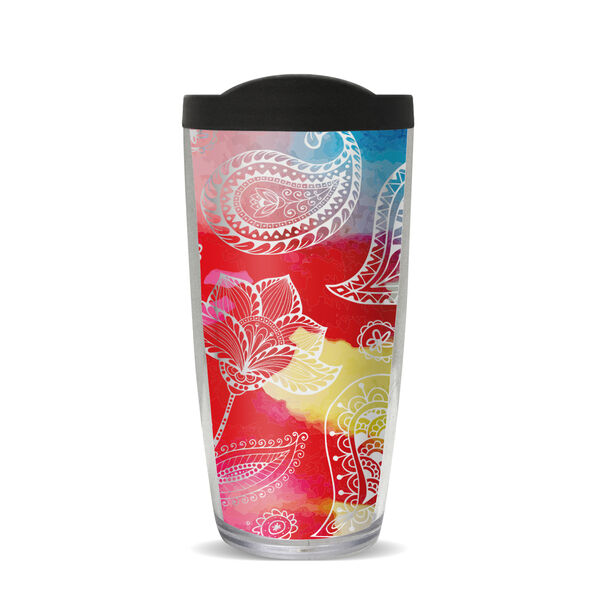 16oz Short Tumbler - Paisley Watercolor without lid 01-10417