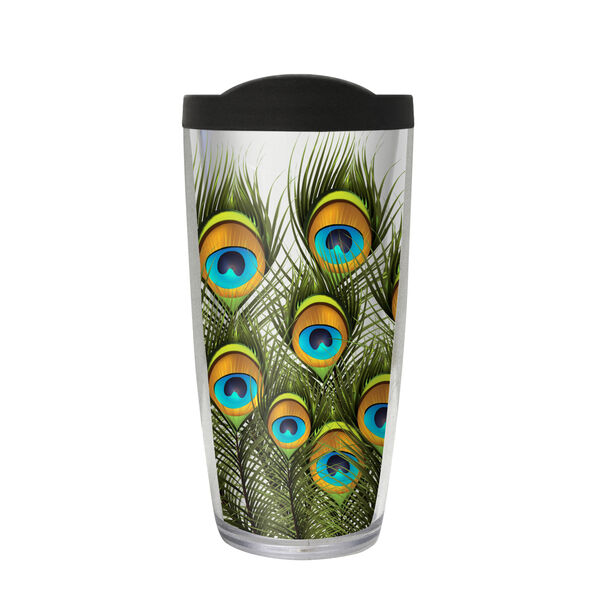 16oz Short Tumbler - Peacock Feathers without lid 01-10419