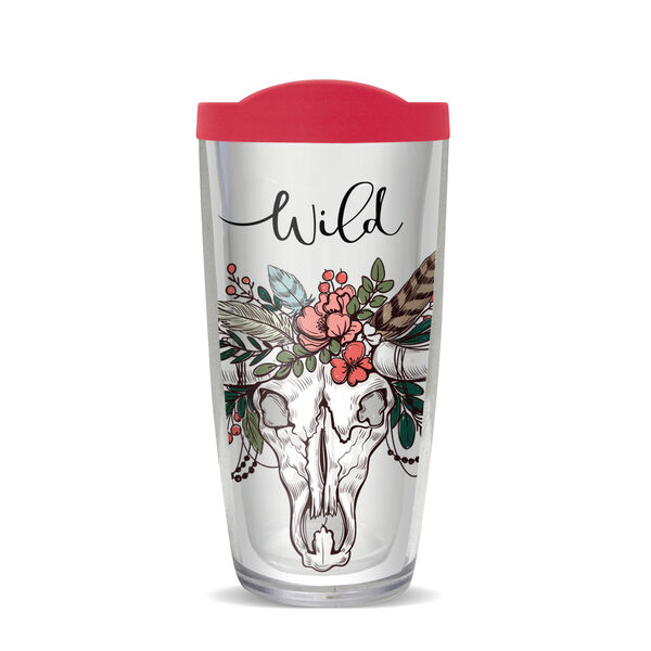 22oz Tumbler - Boho Skull w/ Pink Lid 08-10435