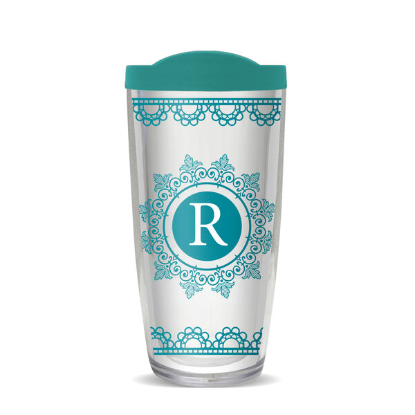 28oz Mega Tumbler - Ornate Lace R w/ Teal Lid H2-10469