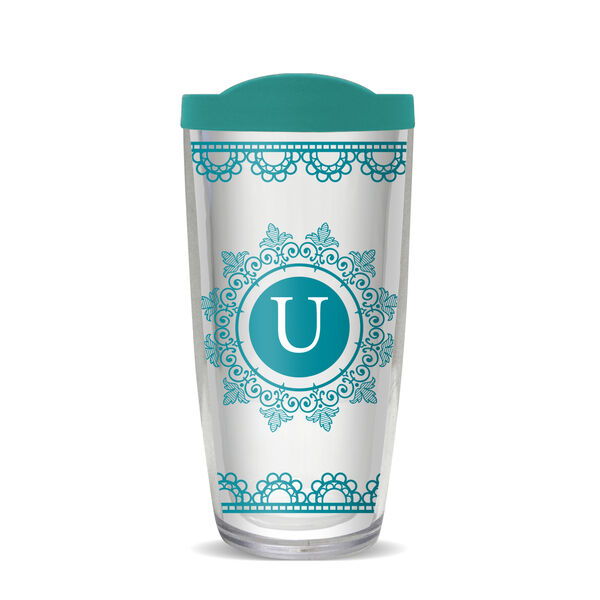 22oz Tumbler - Ornate Lace U w/ Teal Lid 08-10472