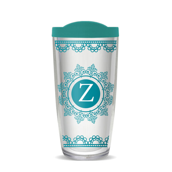 16oz Tumbler - Ornate Lace Z w/ Teal Lid 02-10477