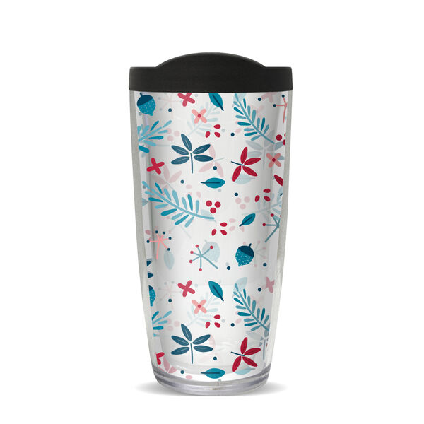 24oz Flareside Tumbler - Floral Winter Pattern w/ Black Lid 24F-10492