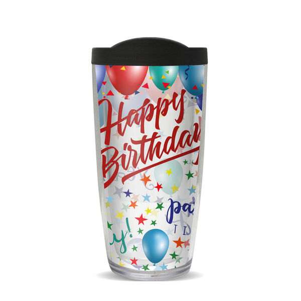 16oz Tumbler - Happy Birthday Party w/ Black Lid 02-10504