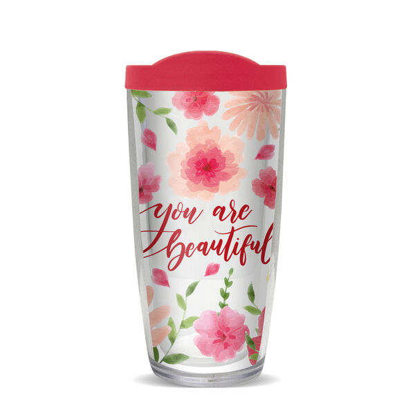 28oz Mega Tumbler - You Are Beautiful w/ Pink Lid H2-10508