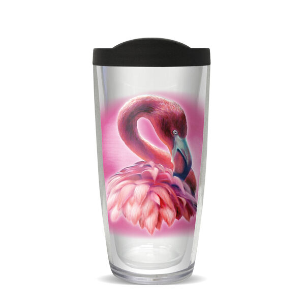 18oz Handle Mug - Flamingo Vignette w/ Black Lid 06-10529