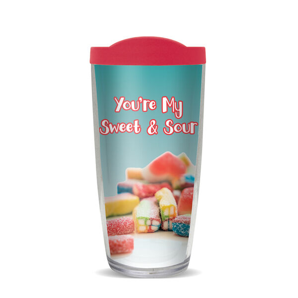 16oz Tumbler - Sweet and Sour - Candy w/ Pink Lid 02-10588