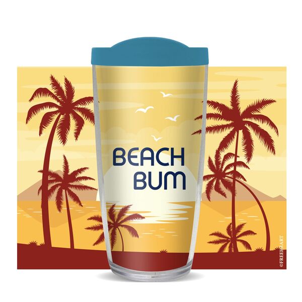 24oz Flareside Tumbler - Beach Bum Palms at Sunset w/ Black Lid 24F-10671