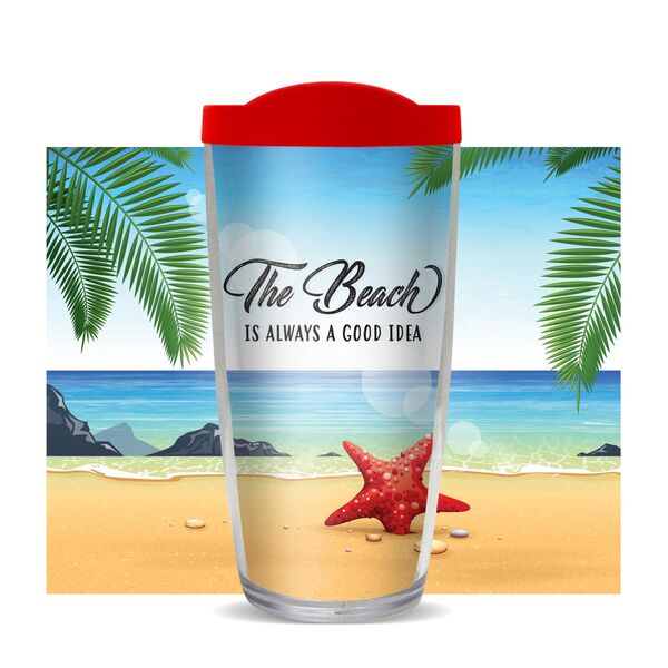 24oz Flareside Tumbler - Beach Is Always Good w/ Red Lid 24F-10672