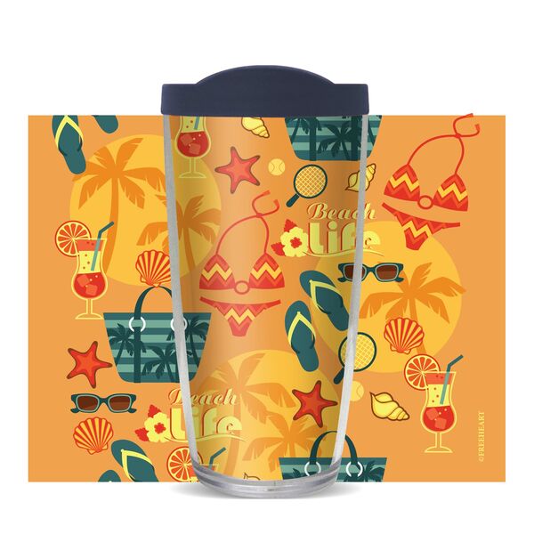 28oz Sport Tumbler - Beach Life Palms w/ Gray Lid ST-10673