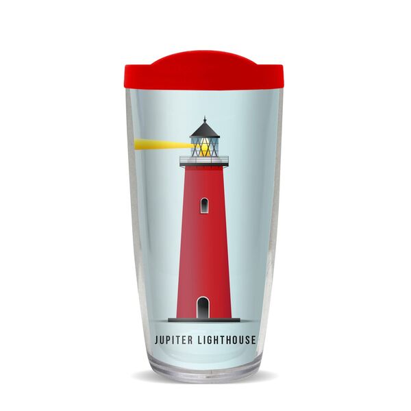 28oz Mega Tumbler - Jupiter Lighthouse w/ Red Lid H2-10684