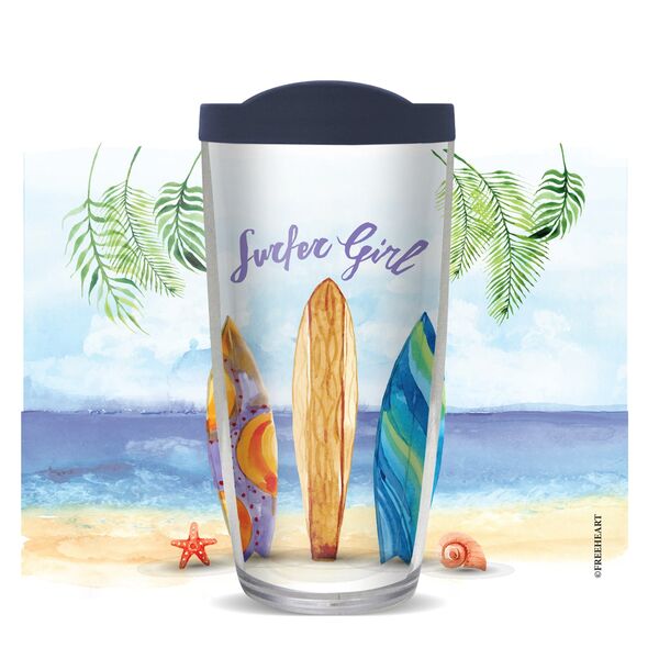 16oz Tumbler - Surfer Girl w/ Navy Lid 02-10693