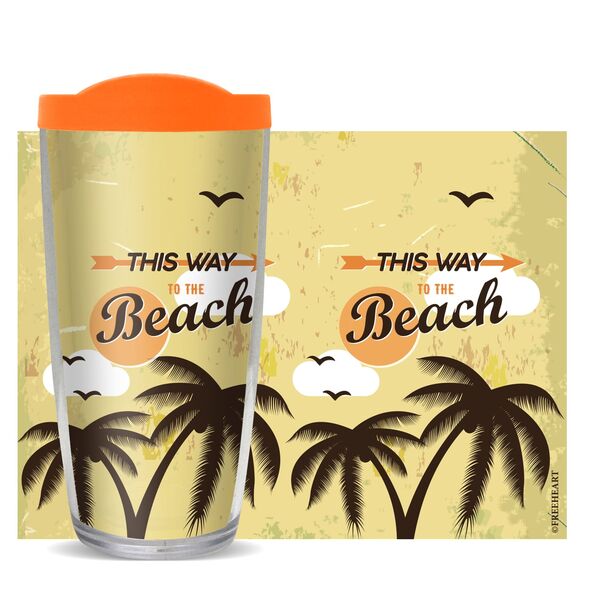 28oz Sport Tumbler - This Way to the Beach w/ Gray Lid ST-10695