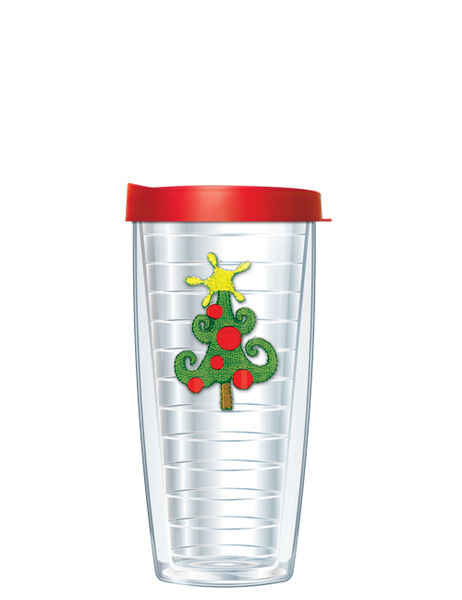 24oz Flareside Tumbler - Christmas Tree Whimsy Patch w/ Red Lid 24F-107