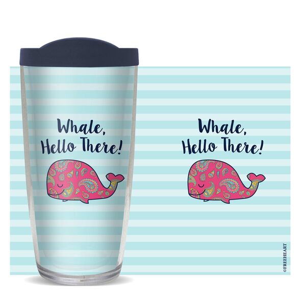 24oz Flareside Tumbler - Whale Hello There w/ Navy Lid 24F-10703