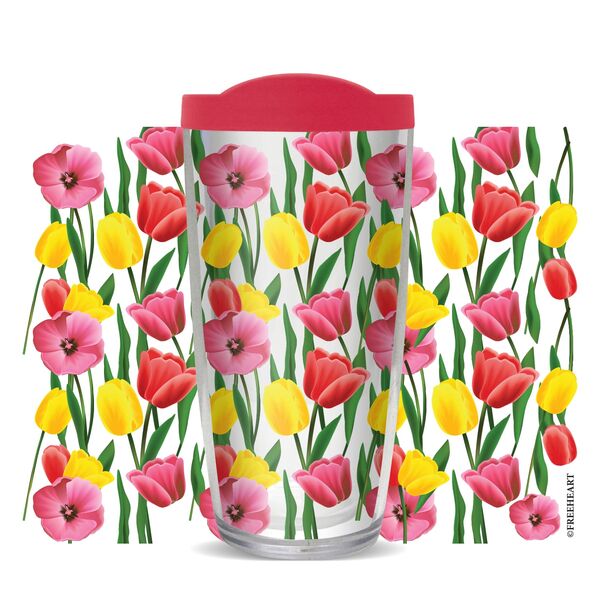 16oz Tumbler - Tulips w/ Pink Lid 02-10713