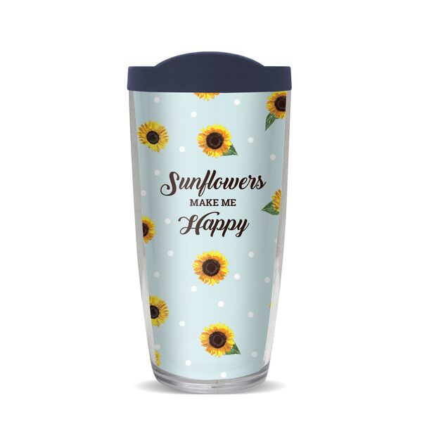 24oz Flareside Tumbler - Sunflowers Make Me Happy w/ Navy Lid 24F-10716