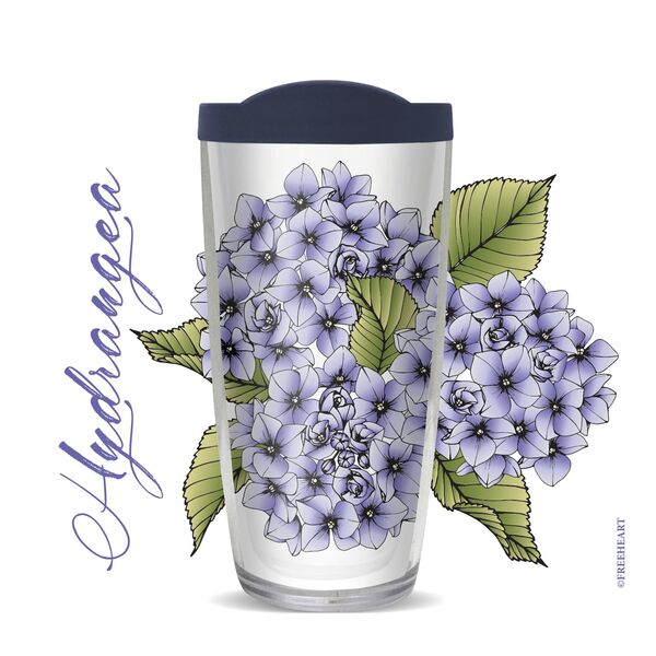 28oz Mega Tumbler - Hydrangea w/ Navy Lid H2-10724