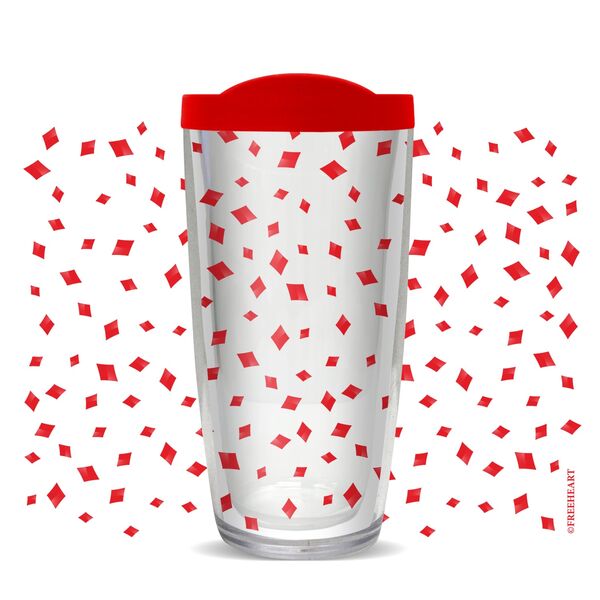 22oz Tumbler - Playing Cards Clubs w/ Red Lid 08-10728