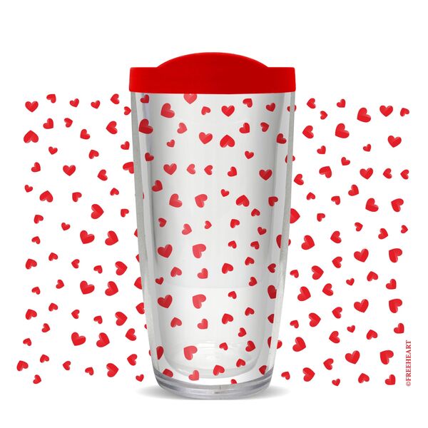 18oz Handle Mug - Playing Cards Hearts w/ Black Lid 06-10730