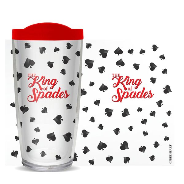 16oz Tumbler - King of Spades w/ Red Lid 02-10731