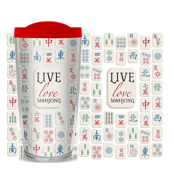 22oz Tumbler - Live Love Mahjong w/ Red Lid 08-10732