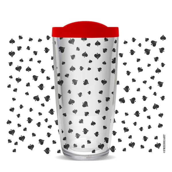 22oz Tumbler - Playing Cards Spades w/ Red Lid 08-10737