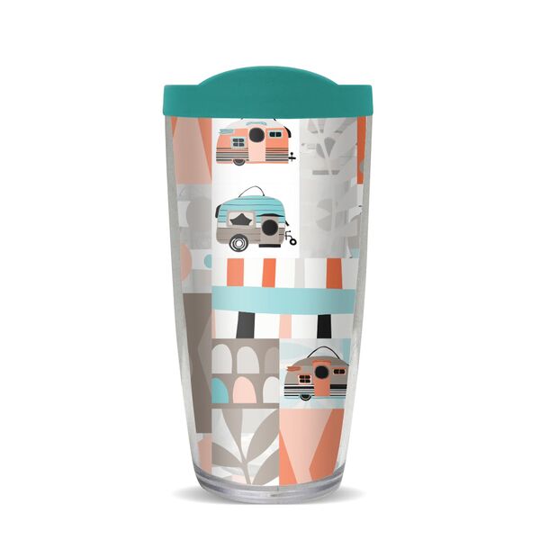 16oz Tumbler - Retro Camper w/ Teal Lid 02-10749