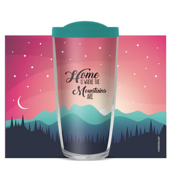 16oz Tumbler - Home Is Where the Mountains Are w/ Teal Lid 02-10751